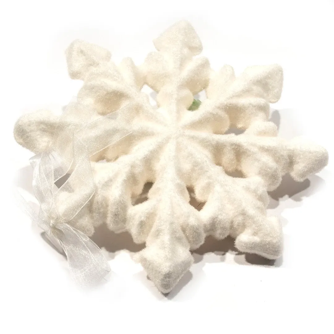 Décoration de Noël flocon de neige 21 cm blanc 8split, polystyrène, intérieur