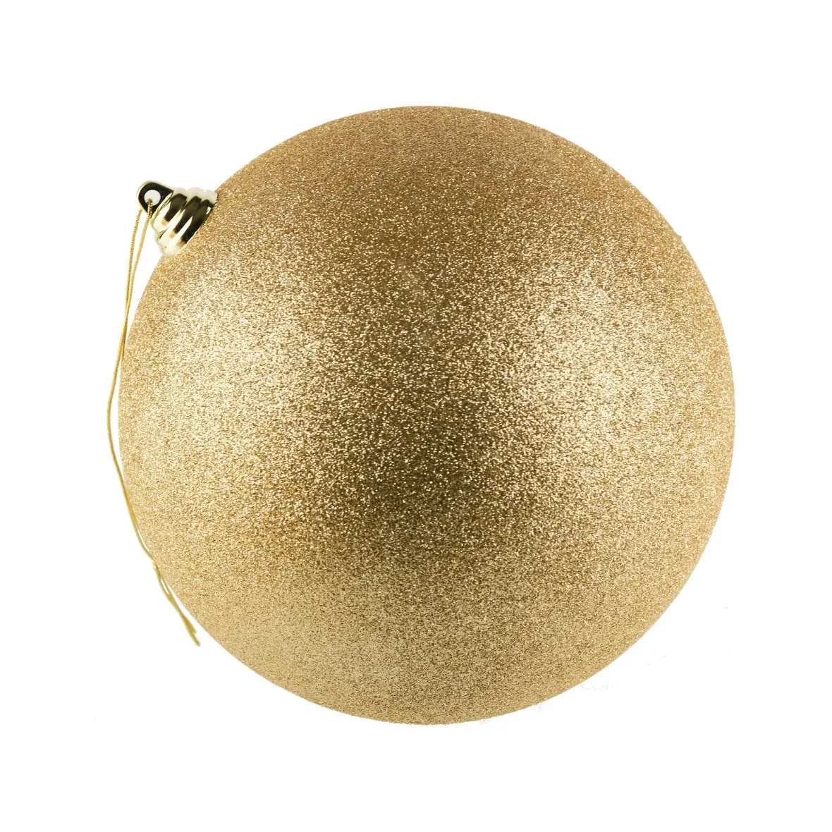 Grand ornement de Noël champagne pailleté boule plastique 20 cm