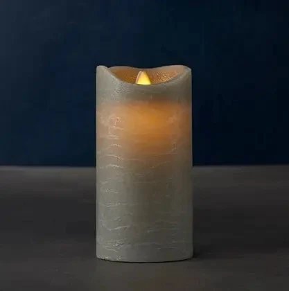 Bougie LED Wax Sara, 15 cm, grise