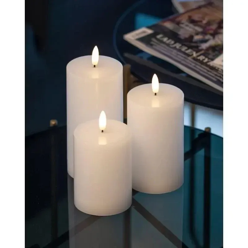 Téléchargé Bougies LED en cire Sille exclusive, 3 sets, blanc