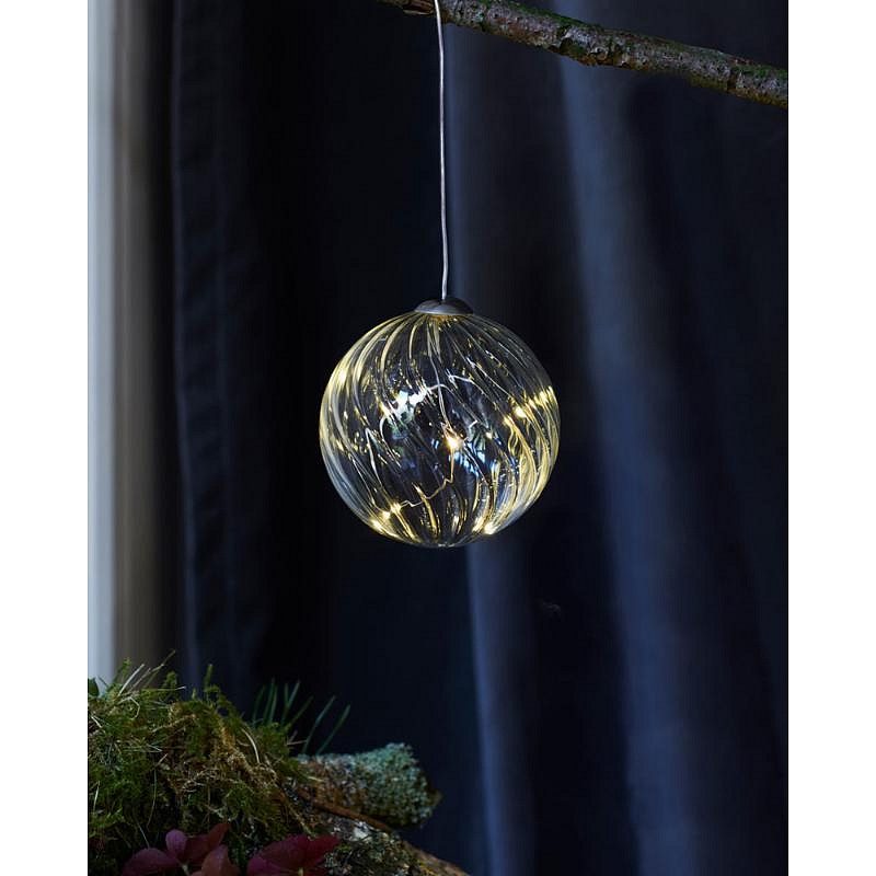 Téléchargé Décoration boule lumineuse LED 8 cm, transparente, boule,