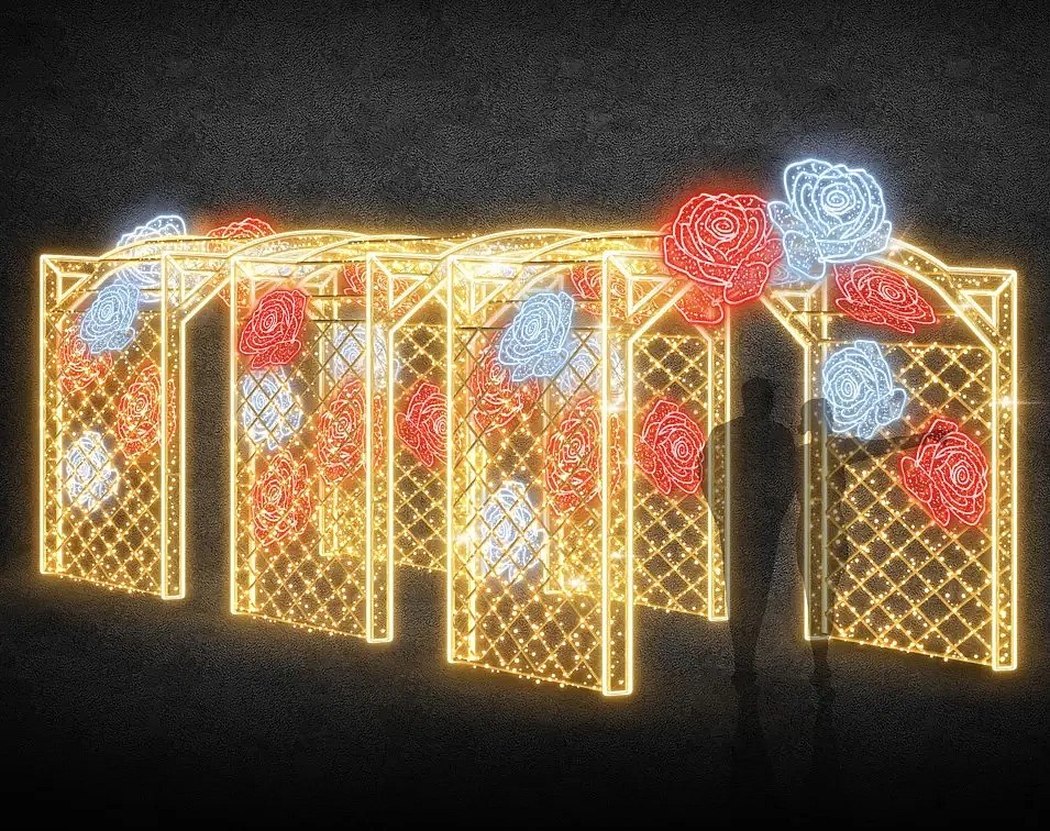 Gloriette à LED, 300 x 260 x 600 cm, blanc chaud