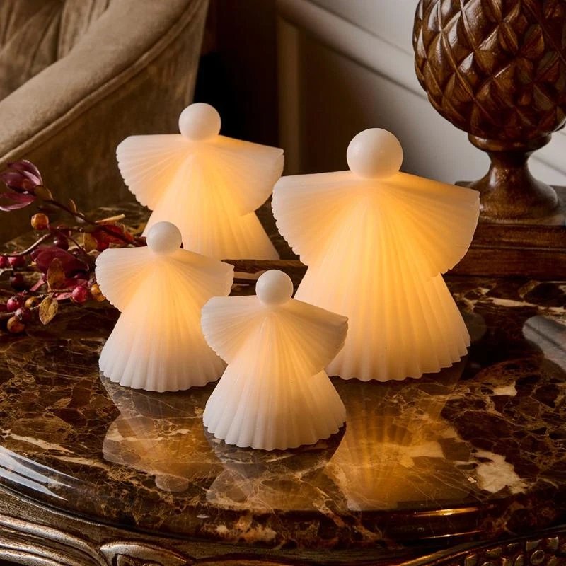 Téléchargé Bougie LED en cire d'ange, blanche, set de 2 pièces, 10 cm