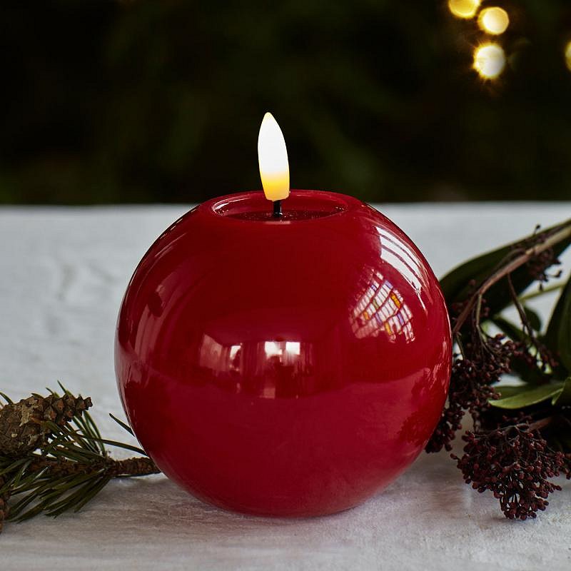 Téléchargé Bougie LED en cire Sille rouge ronde, 9 cm, rouge, dia. 10 cm