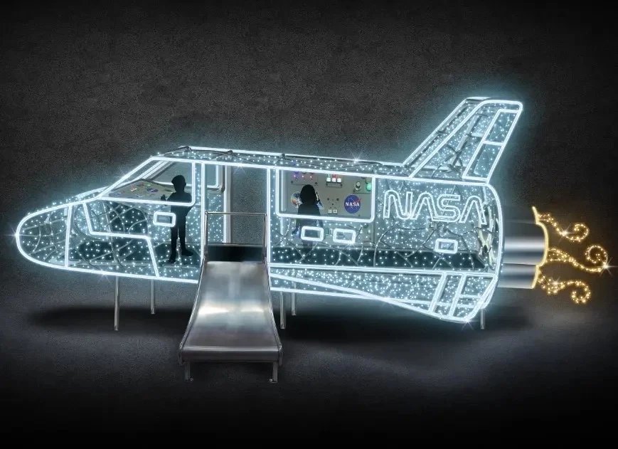 Fusée lumineuse 3D LED 700 cm, blanc glacé, sur pied, aluminium