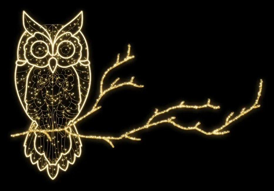 Eco Fix 2D LED hibou sur branche, suspendu, 220 × 145 × 3 cm, blanc chaud, aluminium, DZ1195WS1