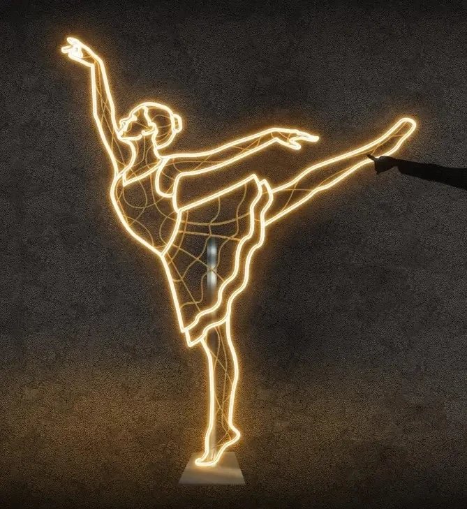 Eco Fix Décor LED 2D, ballerine II, 245 × 180 × 90 cm, blanc chaud, sur pied, imprimé en 3D, aluminium