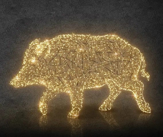 Eco Fix 3D LED light wild boar, 130 cm, blanc glacier, aluminium
