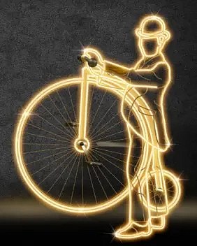 Homme lumière 2D LED avec vélocipède, 145 × 195 cm, blanc chaud, suspendu, impression 3D
