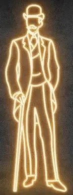Gentleman lumineux 2D LED, 71 × 210 cm, blanc chaud, debout, impression 3D