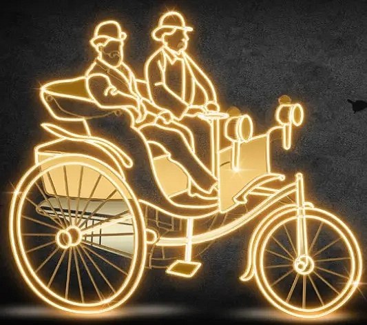 Voiture lumineuse Eco Fix 2D LED, 285 × 250 × 60 cm, blanc chaud, sur pied, impression 3D