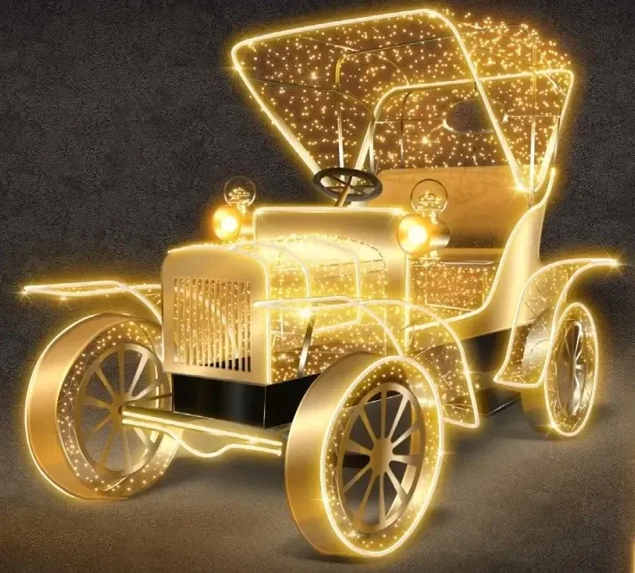 Voiture lumineuse 3D, hauteur 230 cm, blanc chaud