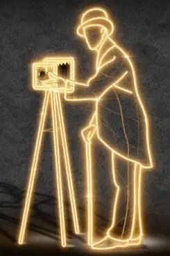 Photographe lumineux 2D LED, 114 × 202 cm, blanc chaud, debout, impression 3D