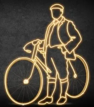 Cycliste Eco Fix 2D LED, 145 × 180 × 60 cm, blanc chaud, debout, impression 3D