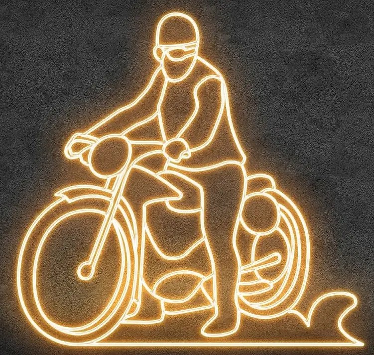 Eco Fix 2D LED Motorcycle Light, 220 × 220 × 60 cm, blanc chaud, debout, impression 3D