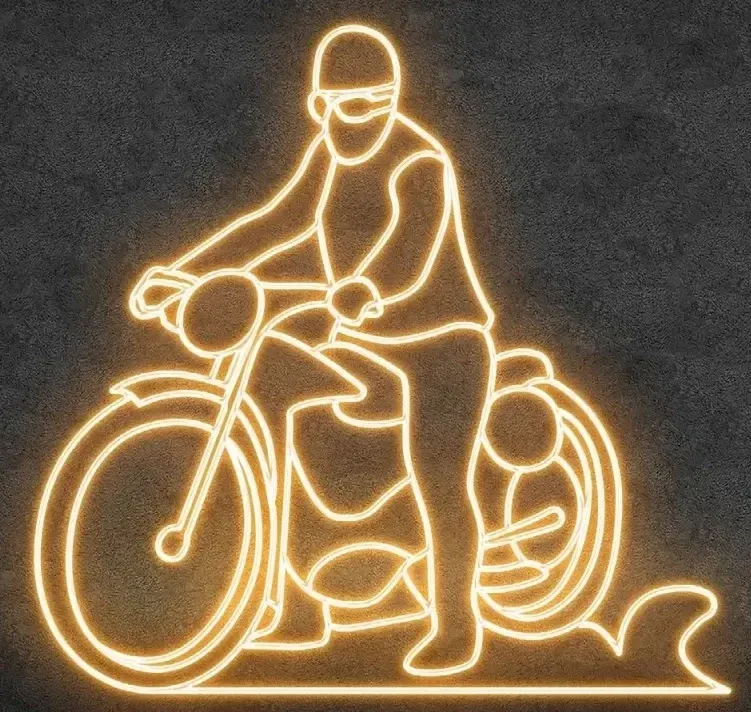 Eco Fix 2D LED Motorcycle Light, 220 × 220 × 60 cm, blanc chaud, debout, impression 3D