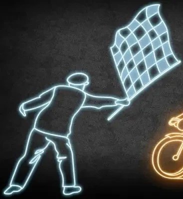 Eco Fix 2D LED light man with flag, 235 × 255 × 60 cm, blanc glacé, debout, impression 3D