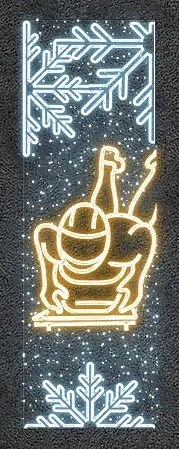 Easy Fix Bannière lumineuse 2D LED skieur, 80 × 250 cm, blanc chaud et glacé, décor pour l'éclairage public, aluminium