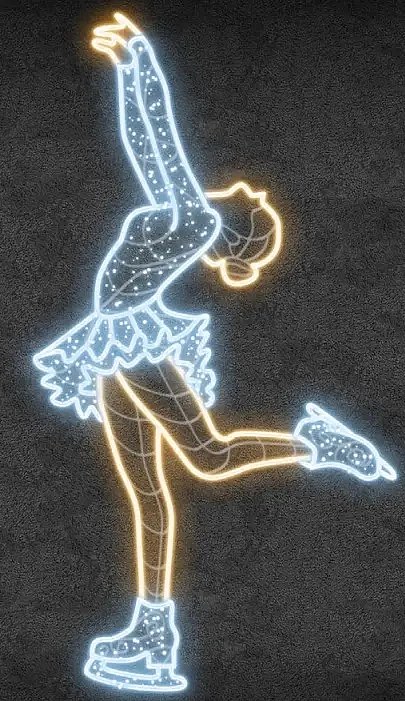 Easy Fix Décor lumineux 2D LED, patineur artistique II, 130 × 243 × 3 cm, blanc chaud et glacé, suspension, impression 3D