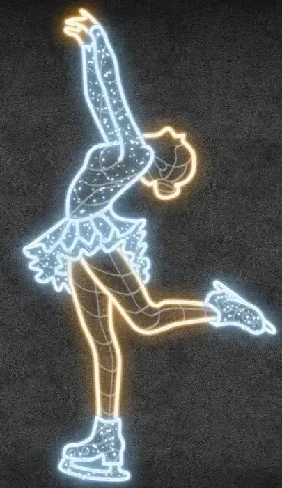 Easy Fix Décor lumineux 2D LED, patineur artistique II, 130 × 243 × 3 cm, blanc chaud et glacé, suspension, impression 3D