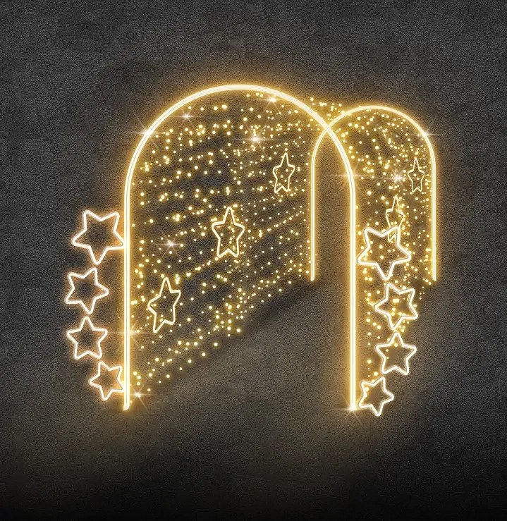 Tunnel lumineux LED 3D Eco Fix, 200 × 250 × 400 cm, blanc chaud, aluminium