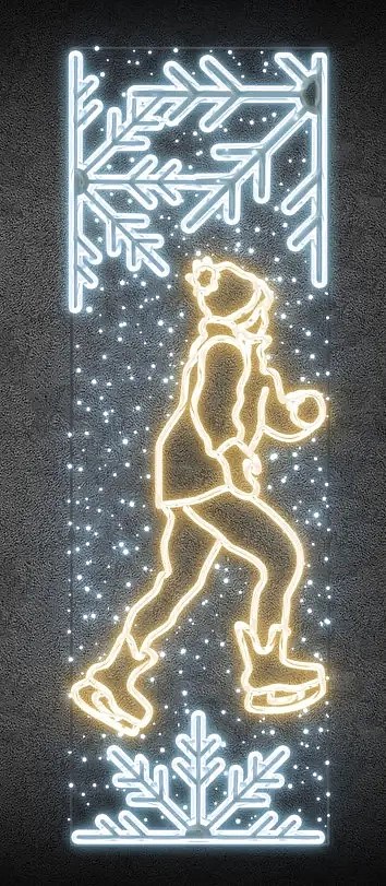 Easy Fix Bannière lumineuse 2D LED skater, 80 × 247 cm, blanc chaud et glacé, décor pour l'éclairage public, aluminium