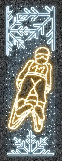 Easy Fix Bannière lumineuse 2D LED pour le ski de fond, 80 × 250 cm, blanc chaud et glacé, décor pour l'éclairage public, aluminium