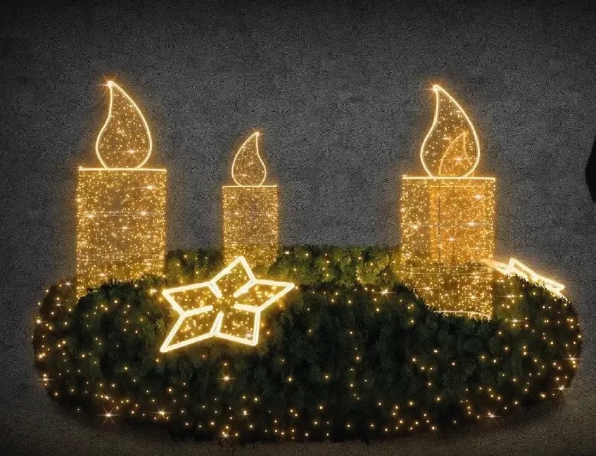 Couronne lumineuse 3D LED, 200 cm de diamètre, blanc chaud