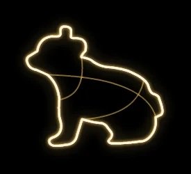 Eco Fix Ourson LED 2D, assis de profil, suspendu, 94 × 81 × 3 cm, blanc chaud, imprimé en 3D, doré