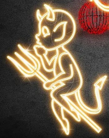Eco Fix Décor LED 2D, diable I., 95 × 125 × 3 cm, blanc chaud, suspension, impression 3D