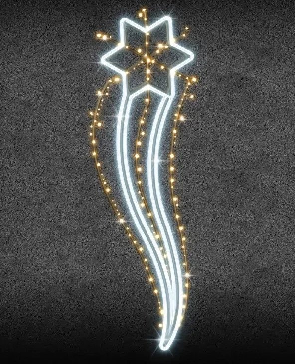 Comète LED 2D Easy Fix pour l'éclairage public, 83 × 235 × 5 cm, blanc glacé et blanc chaud, suspension, impression 3D