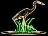Eco Fix 2D LED light heron, 160 × 130 cm, blanc chaud, debout, impression 3D