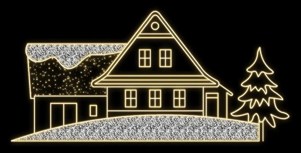 Maison lumineuse Eco Fix 2D LED, 430 × 200 cm, blanc chaud, sur pied, imprimée en 3D, aluminium