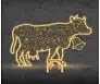 Eco Fix Vache lumineuse 2D LED, 260 × 173 × 100 cm, blanc chaud, debout, imprimée en 3D, aluminium