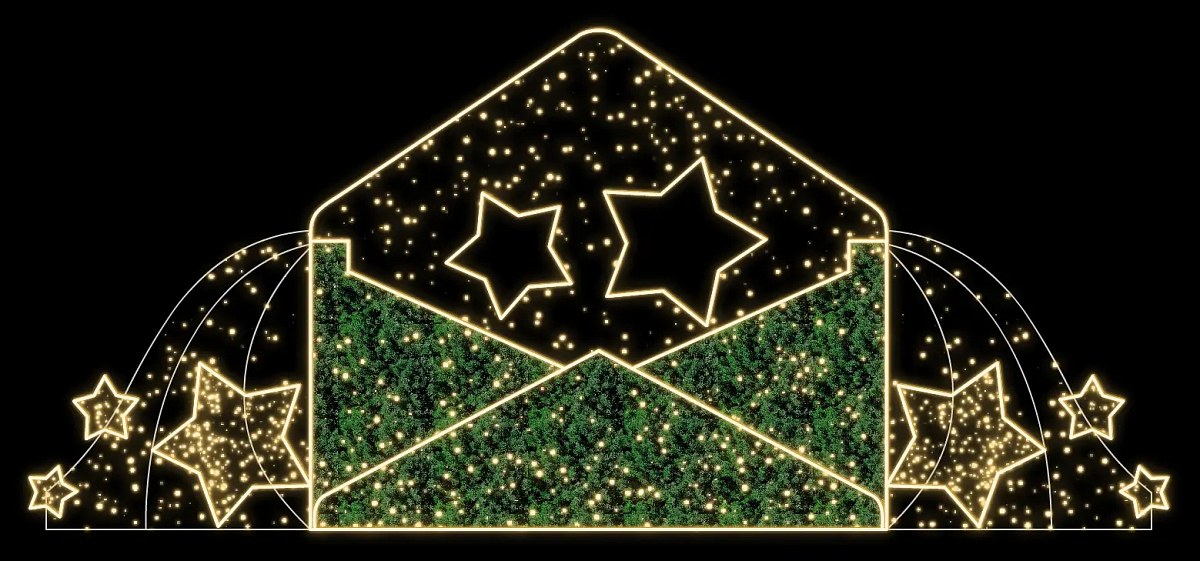 Eco Fix Enveloppe lumineuse 2D LED avec étoiles, 703 × 300 × 100 cm, debout
