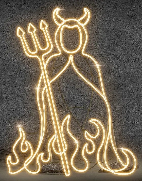 Lampe LED 2D lucifer, 128 × 165 cm, blanc chaud, sur pied