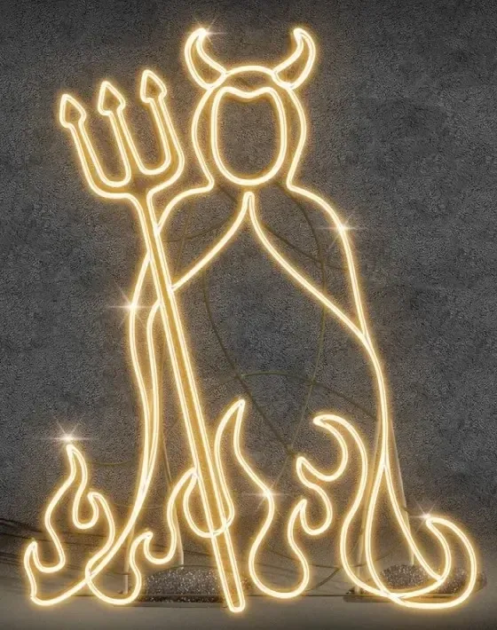 Lampe LED 2D lucifer, 128 × 165 cm, blanc chaud, sur pied