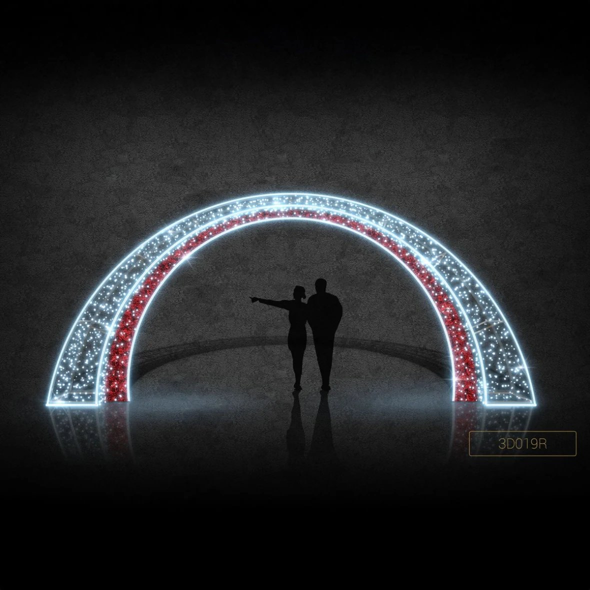 Porte lumineuse 3D LED 860 × 350 cm, blanc glacé, 230 V, 272 W, 3 parties