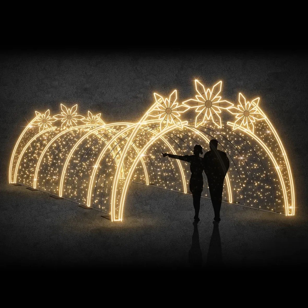 Tunnel lumineux Easy Fix 3D LED, 420 × 300 × 1000 cm, blanc chaud, aluminium