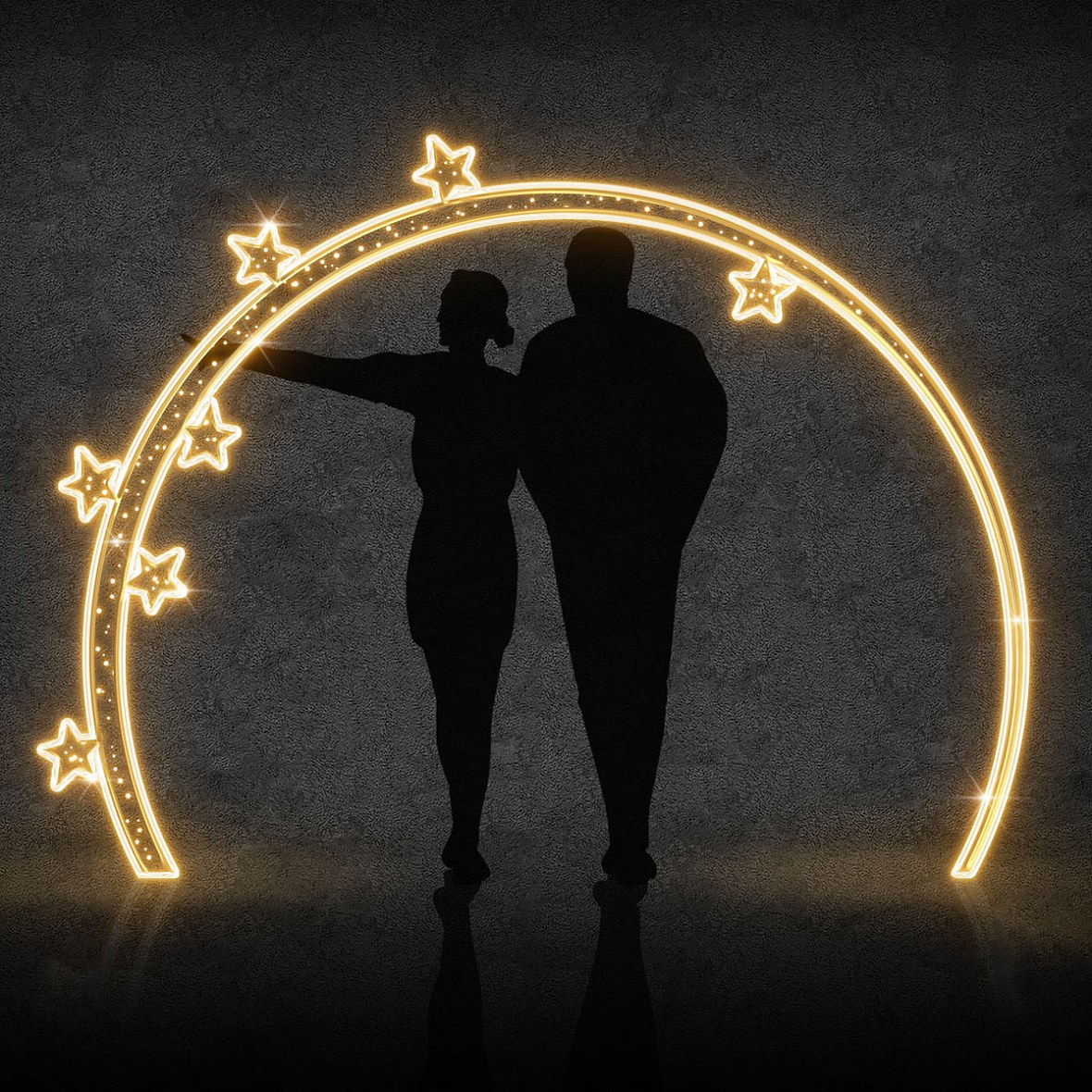 Easy Fix 2D Barrière lumineuse à LED 7 étoiles, sur pied, 260 × 190 cm, blanc chaud, aluminium, intérieur