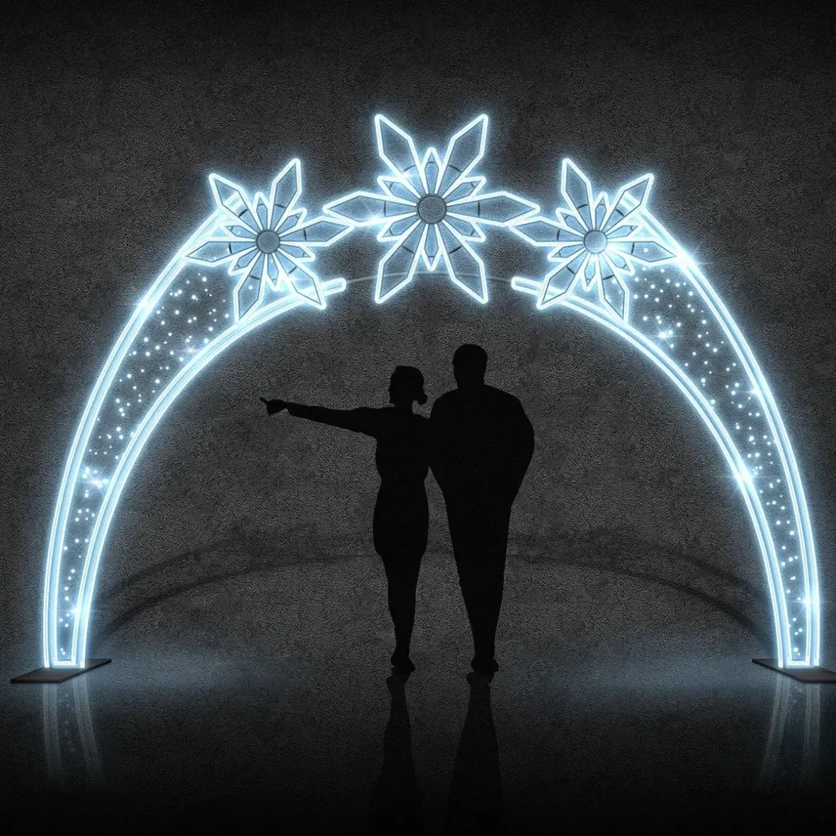 Easy Fix 2D Barrière lumineuse à LED 3 paillettes DZ527, debout, 300 × 320 × 4 cm, blanc glacier, aluminium
