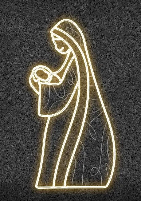 Easy Fix Décor LED 2D, Marie, or, 114 × 208 × 63 cm, blanc chaud, sur pied, imprimé en 3D, aluminium