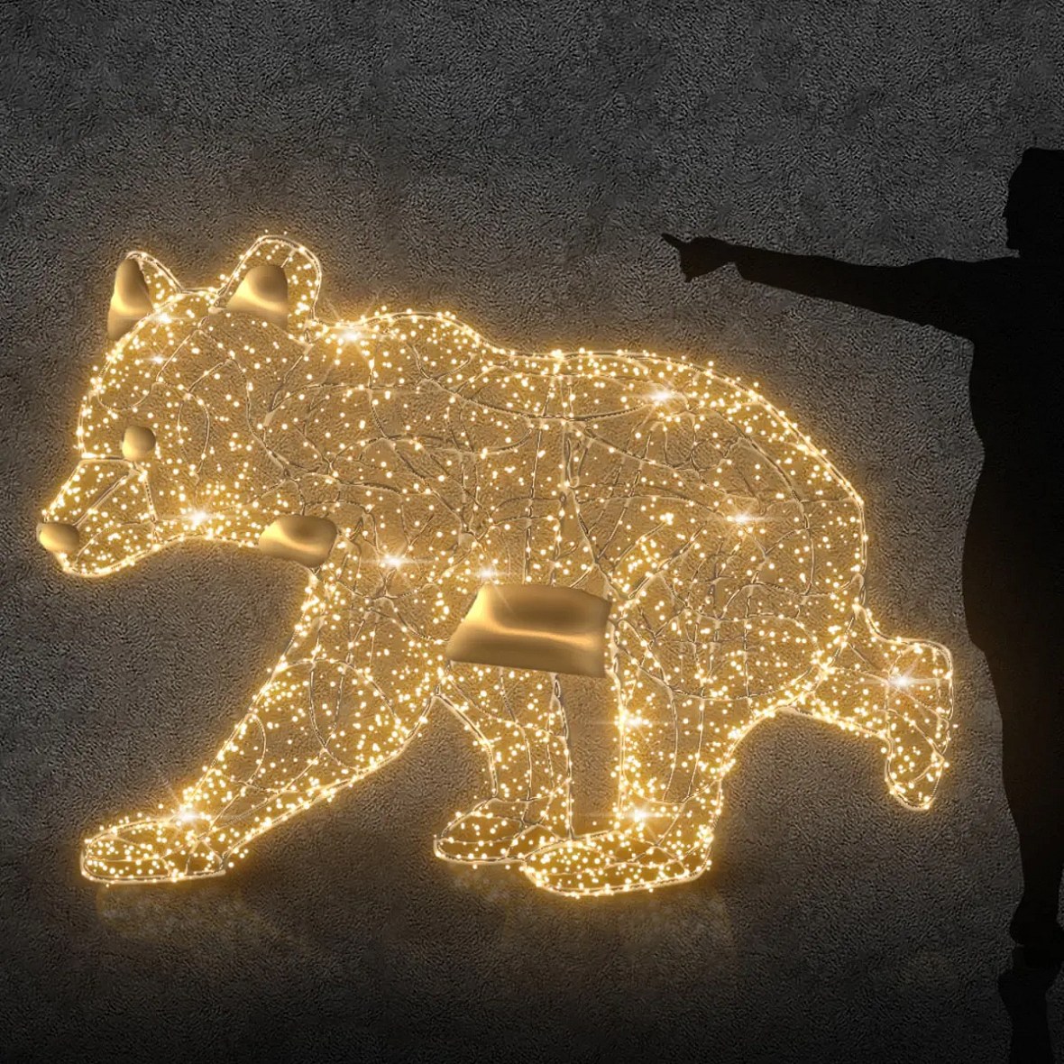 Eco Fix 3D ourson lumineux LED 160 cm, 28,8 V, blanc chaud, aluminium