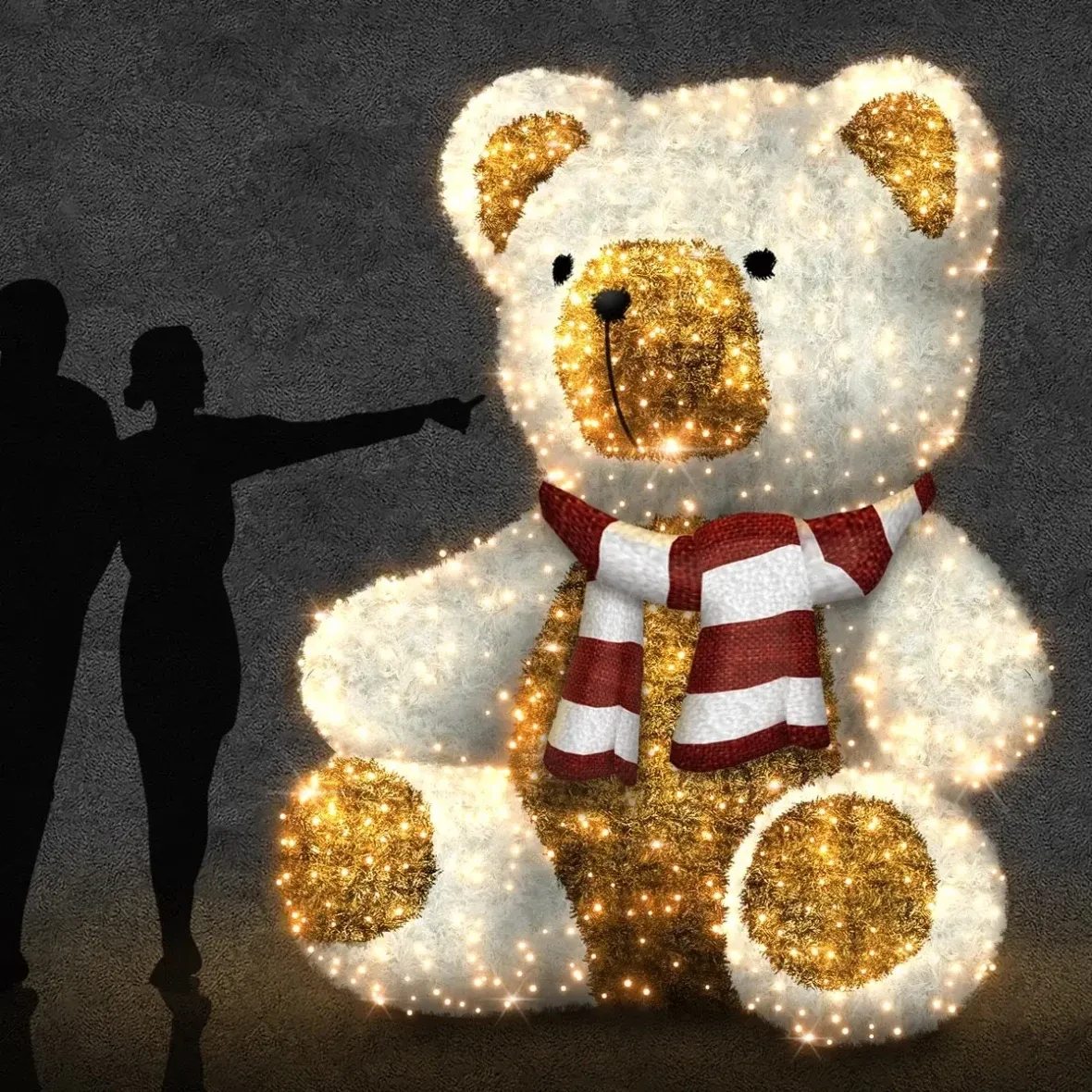 Eco Fix 3D LED Light Sitting Bear, 200 × 240 × 190 cm, blanc chaud, aluminium