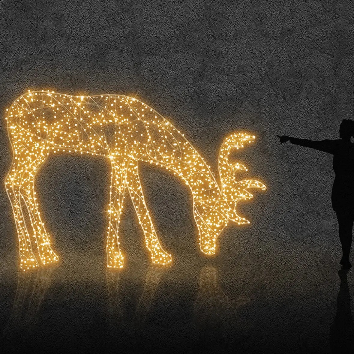 Cerf-volant Eco Fix 3D LED, 220 × 350 × 120 cm, blanc chaud, aluminium
