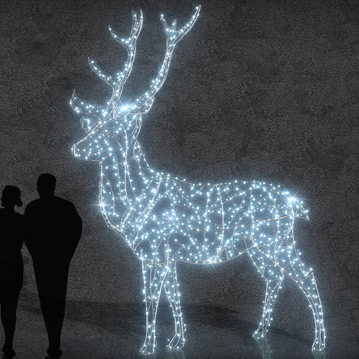 Cerf lumineux 3D LED 350 cm, 36 V, 40,3 W, blanc glacé, composé de 4 parties