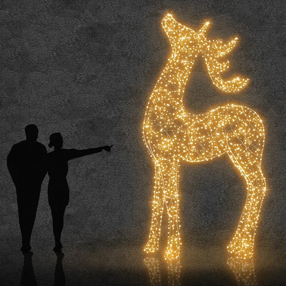 Eco Fix 3D LED cerf lumineux 350 cm, blanc chaud, aluminium