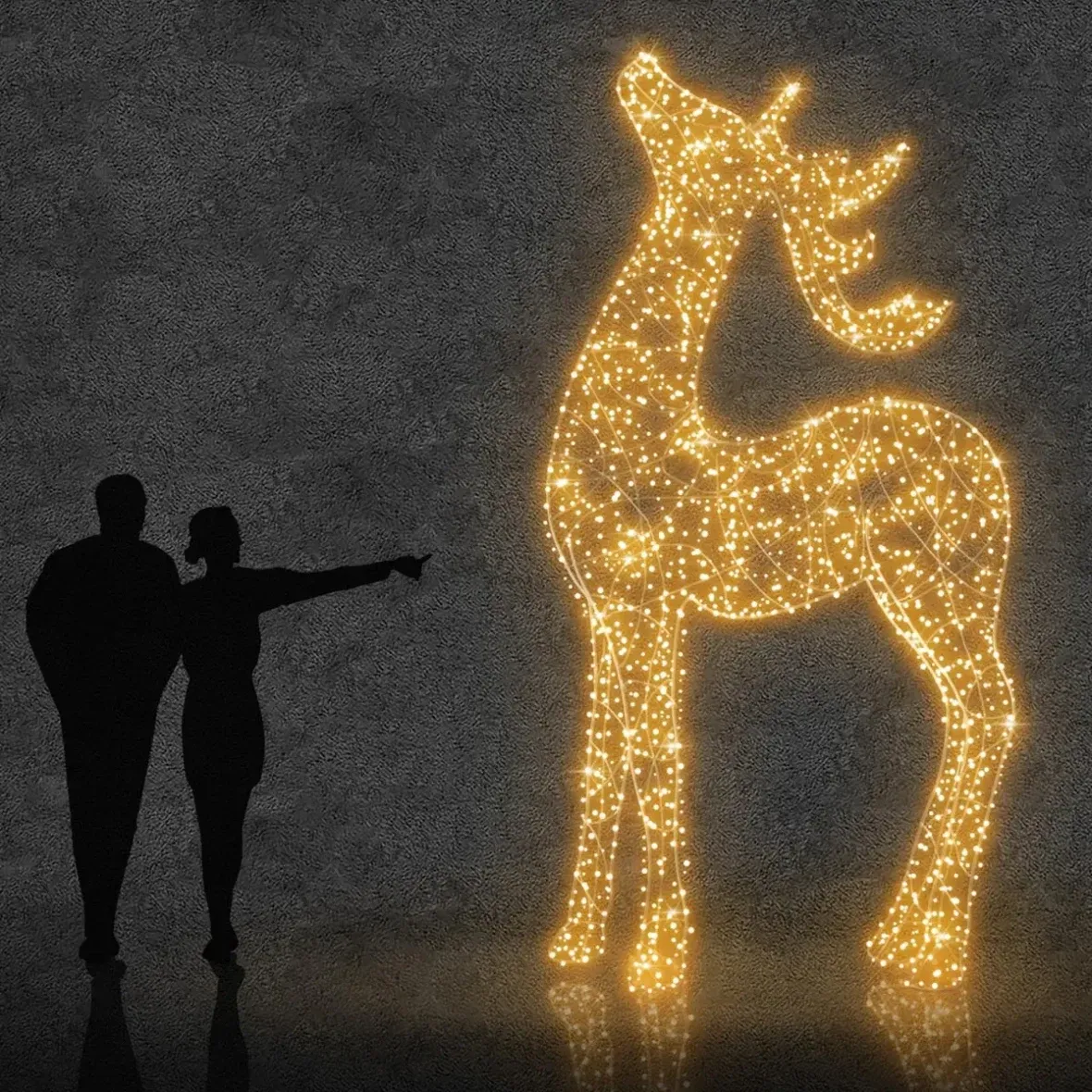 Eco Fix 3D LED cerf lumineux 350 cm, blanc chaud, aluminium