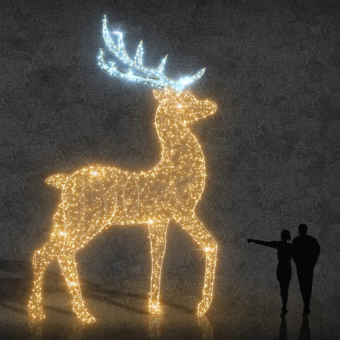 3D LED cerf 600 cm, blanc chaud, bois de glace, 36 V, 94 W, 9 pièces, WB