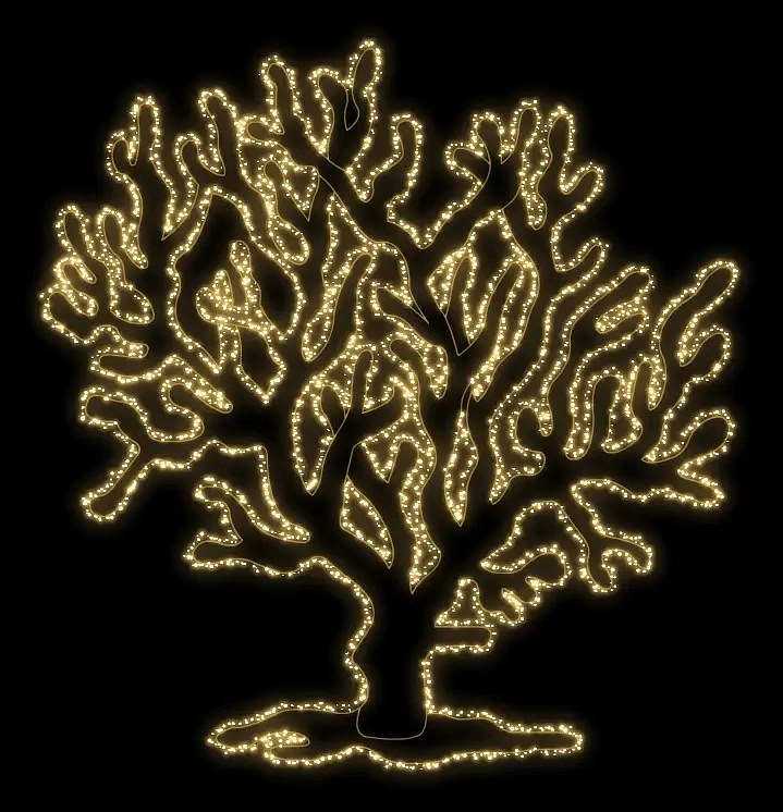 Eco Fix 2D coraux lumineux LED, 175 × 135 cm, blanc chaud, sur pied, impression 3D